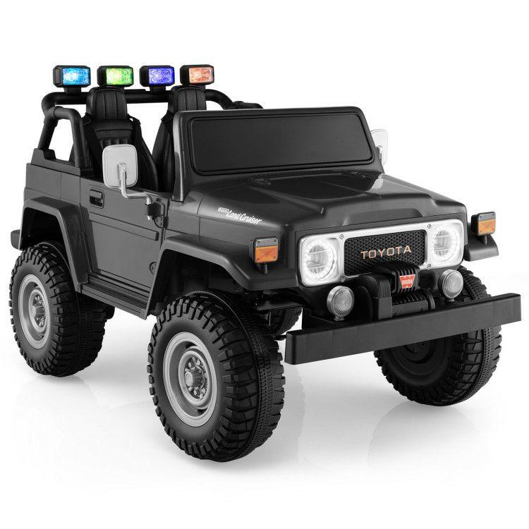 12V 2-Seat Licensed Kids Ride On Toyota FJ40 Car with 2.4G Remote Control Black |   Powered Ride On Toys