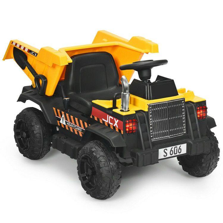 12V Battery Kids Ride On Dump Truck with Electric Bucket and Dump Bed Yellow |   Powered Ride On Toys