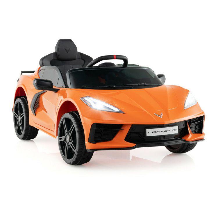 12V Electric Kids Ride On Car Licensed Chevrolet Corvette C8 with Remote Control Ages 3+ Years Old Orange |   Powered Ride On Toys