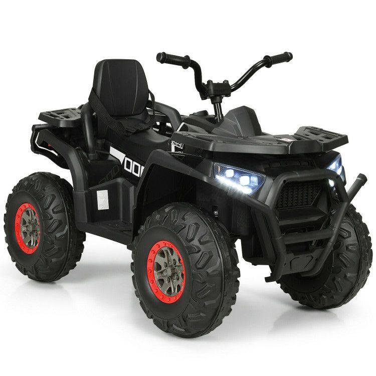 12V Kids Electric 4-Wheeler ATV with 2 Speeds and LED Lights Black |   Powered Ride On Toys