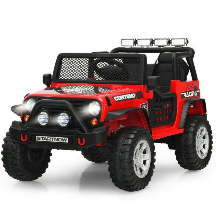 12V Kids Remote Control Electric Ride On Truck Car with Lights and Music Red |   Powered Ride On Toys