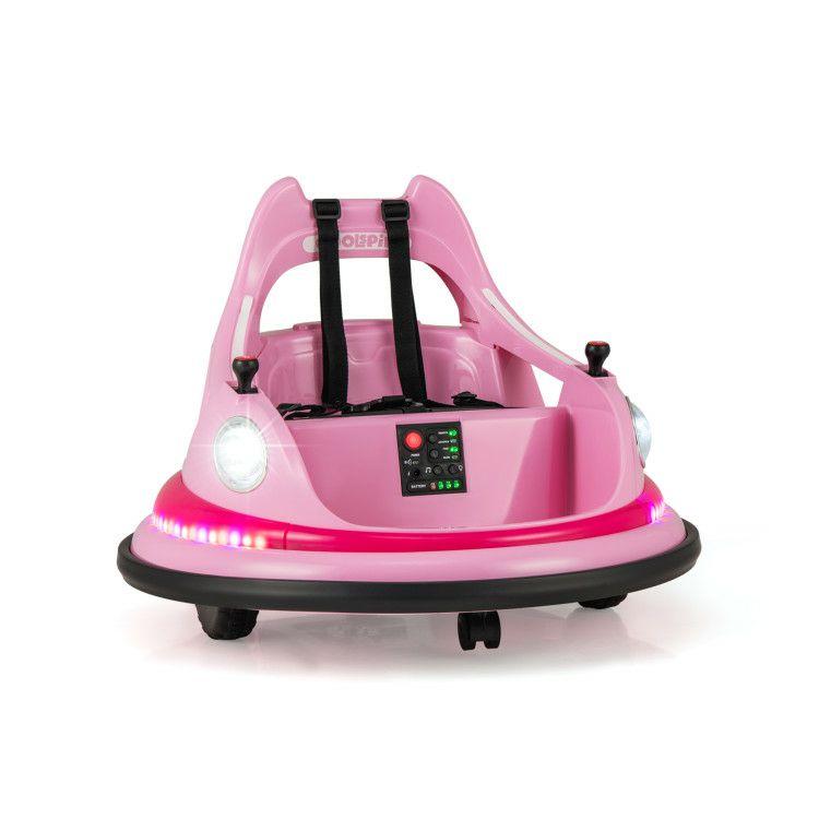 12V Kids Ride On Bumper Car with Remote Control and Dual Joysticks Pink |   Powered Ride On Toys