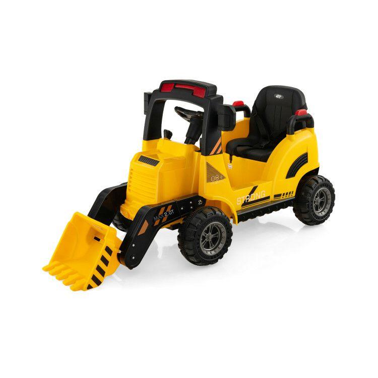 12V Kids Ride On Construction Tractor with Electric Adjustable Bucket Yellow |   Powered Ride On Toys