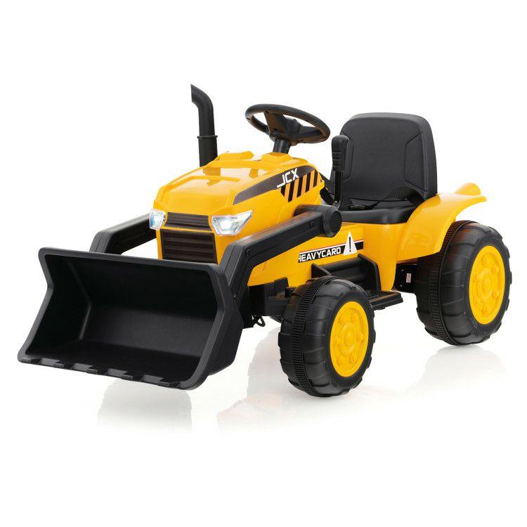 12V Kid’s Ride on Excavator Electric Construction Vehicle with Adjustable Digging Bucket Yellow |   Powered Ride On Toys