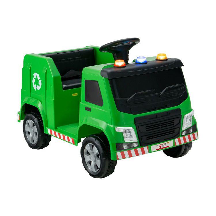 12V Kids Ride-on  Garbage Truck with Warning Lights and 6 Recycling Accessories Green |   Powered Ride On Toys