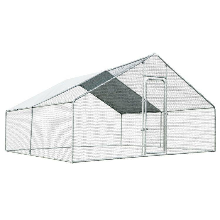 13 x 13 Feet Walk-in Chicken Coop with Waterproof Cover for Outdoor Backyard Farm  |   Chicken Coops