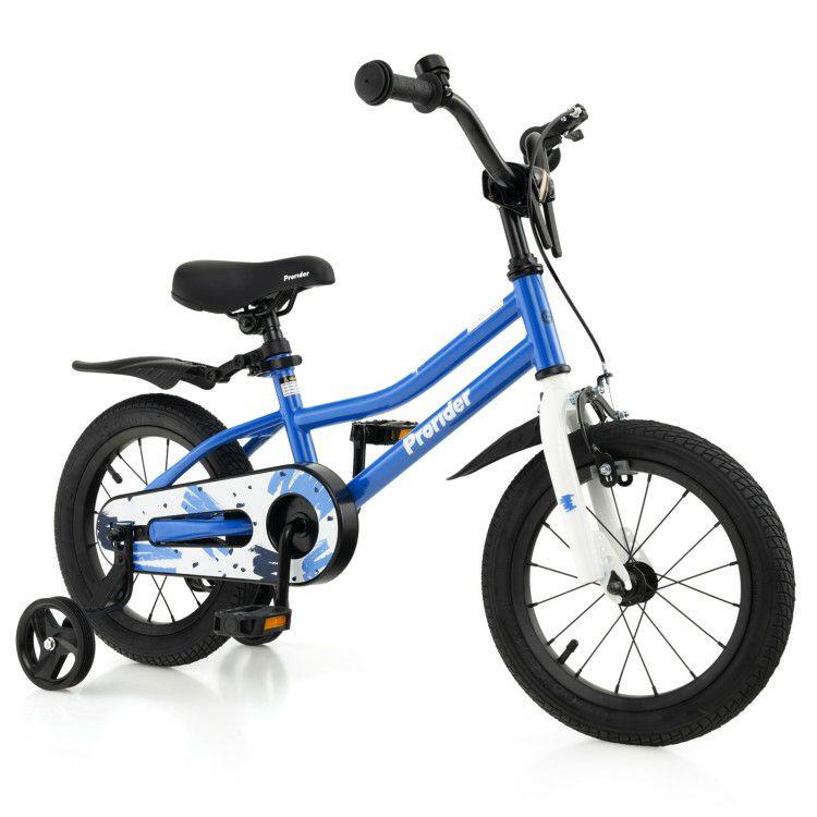 14 Inch Kids Bike with 2 Training Wheels for 3-5 Years Old Blue |   Kids Bike