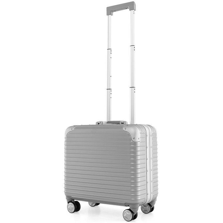 16 Inch Under-seat Carry On Luggage with Spinner Wheels and Laptop Compartment Silver |   Kids Luggage