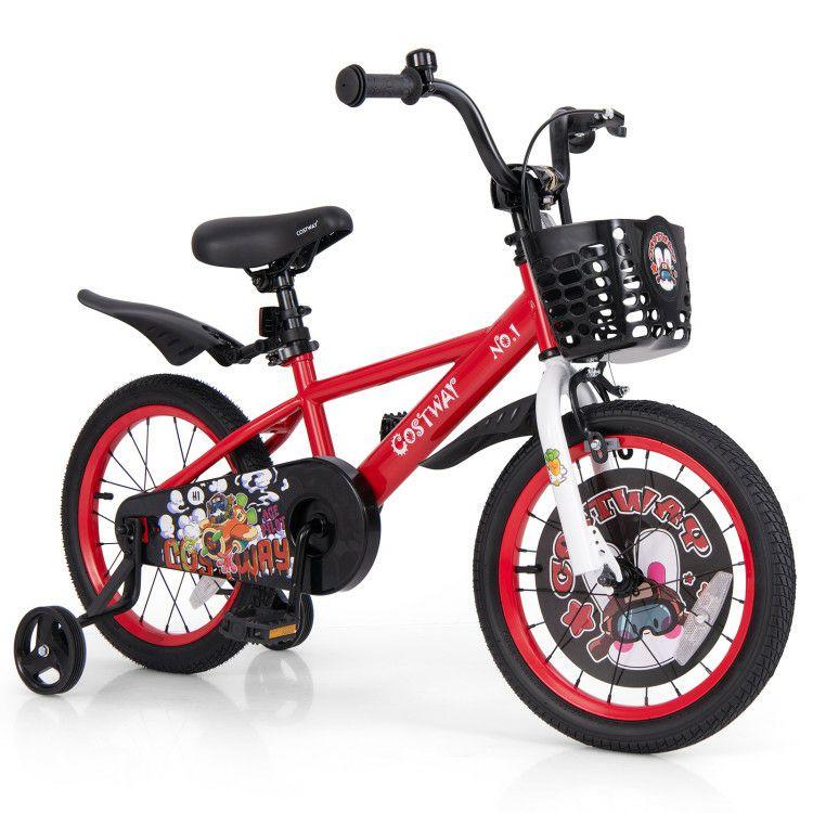 16/18 Inch Kids Bike Adjustable with Storage Basket and Double Brake for 4-8 Years Old  |   Kids Bike