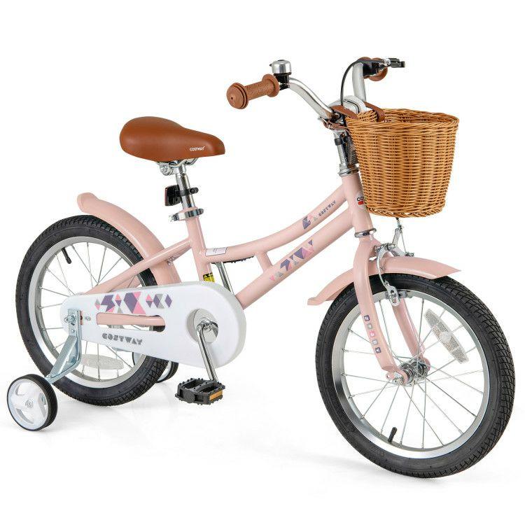 16/18 Inch Kids Bike Retro Bicycle with Adjustable Height and Basket for Ages 4-8 Years Old  |   Kids Bike