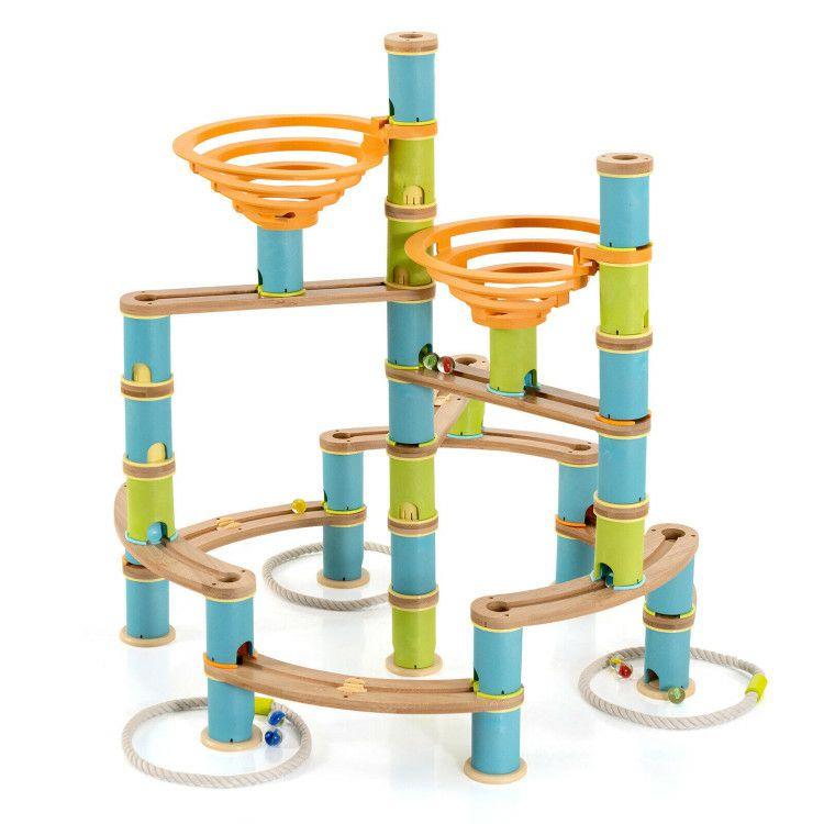 162 Pieces Bamboo Marble Run Educational Learning Toy Set Multi-Color |   Learning Toys