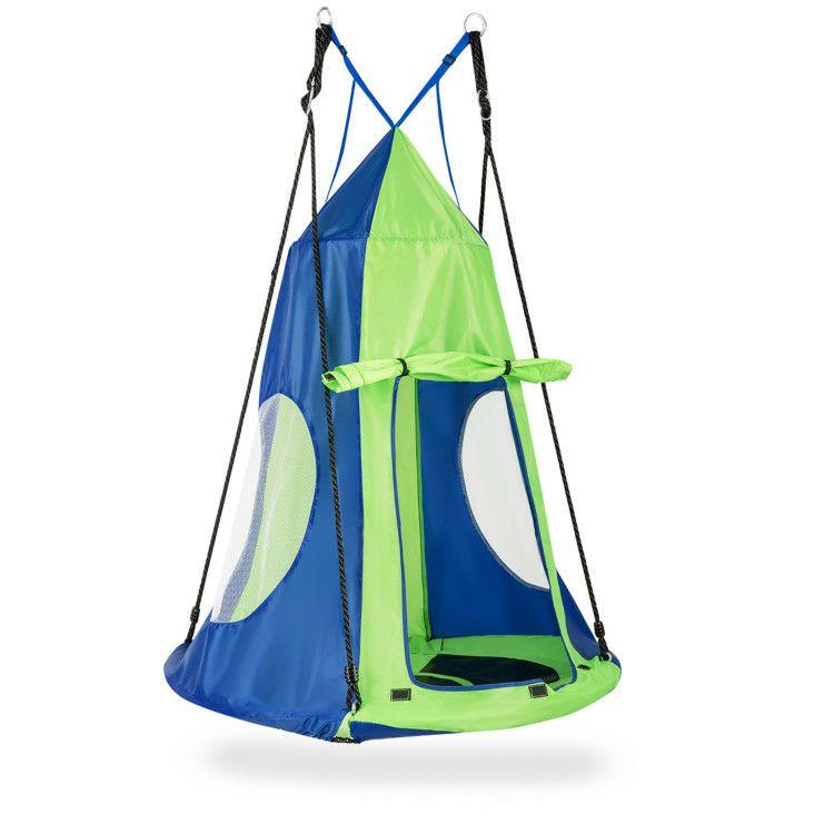 2-in-1 40 Inch Kids Hanging Chair Detachable Swing Tent Green |   Swing & Playsets