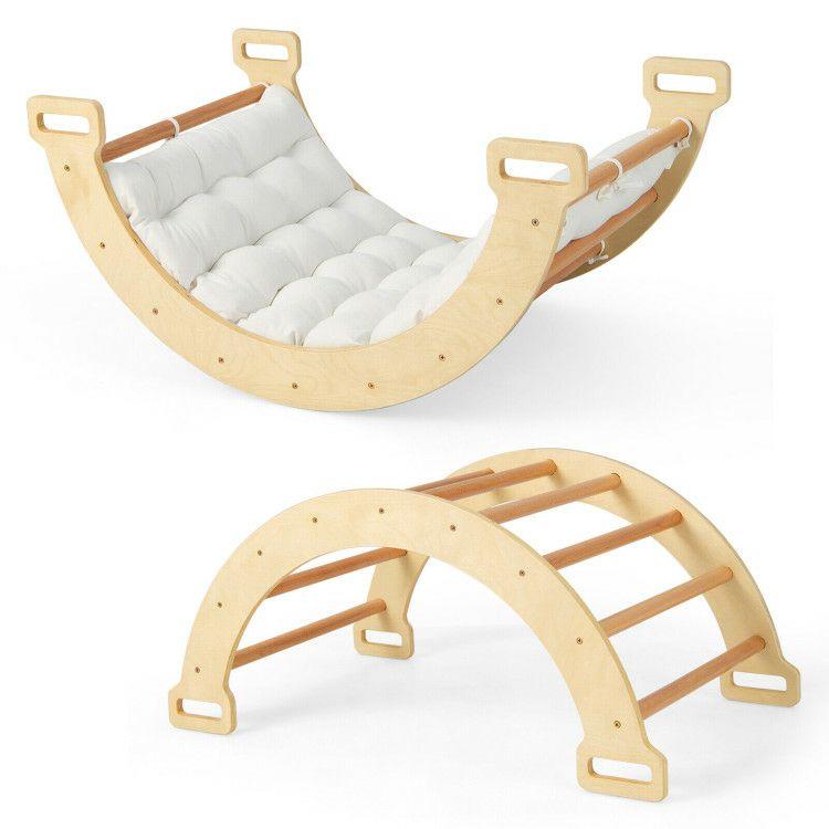 2-in-1 Arch Rocker with Soft Cushion for Toddlers Natural |   Outdoor Play