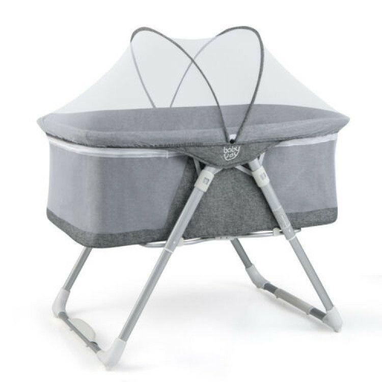 2-In-1 Baby Bassinet with Mattress and Net Gray |   Bassinets & Bedside Sleepers