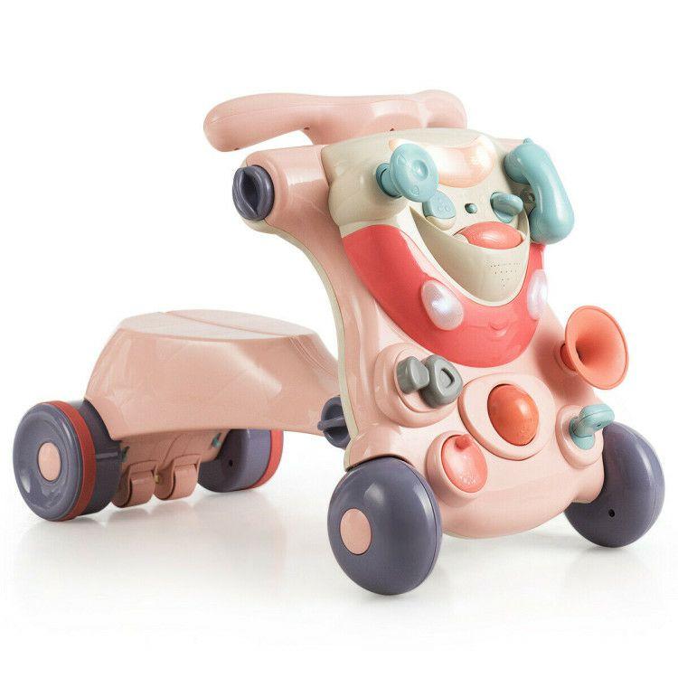 2-in-1 Baby Walker with Activity Center Pink |   Push & Pedal Ride On Toys