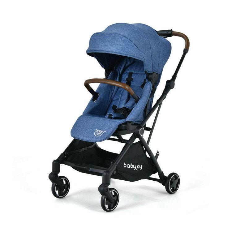 2-in-1 Convertible Aluminum Baby Stroller with Adjustable Canopy Blue |   Baby Strollers