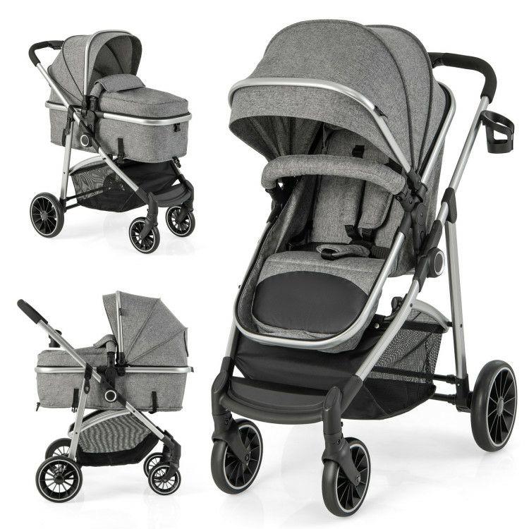 2-in-1 Convertible Baby Stroller with Reversible Seat Gray |   Baby Strollers