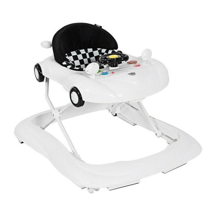 2-in-1 Foldable Baby Walker with Music Player and Lights White |   Baby Walkers