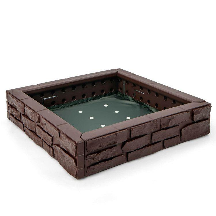 2-In-1 HDPE Kids Sandbox with Cover and Bottom Liner Brown |   Sandboxes