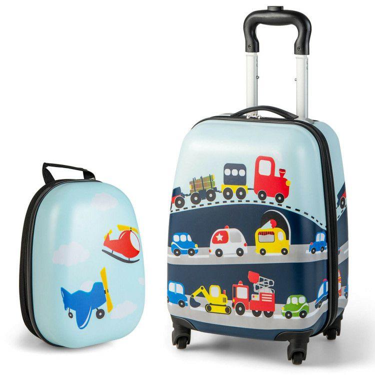 2 Pieces Kids Carry-on Luggage Set with 12 Inch Backpack Blue |   Kids Luggage