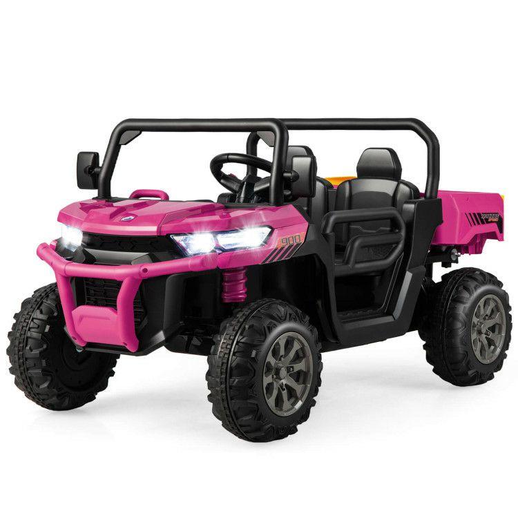 2-Seater Kids Ride On Dump Truck with Dump Bed and Shovel Pink |   Powered Ride On Toys