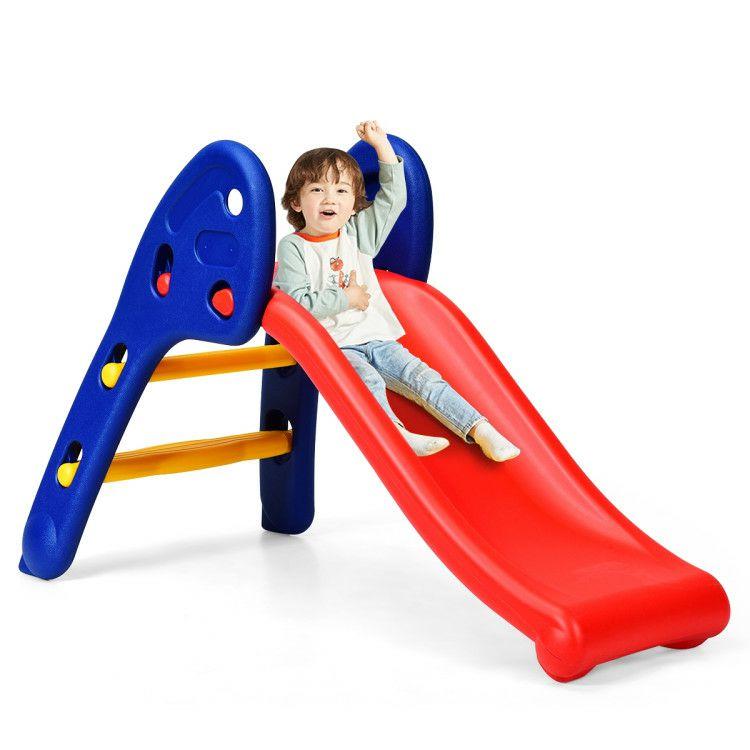 2 Step Children Folding Plastic Slide Dark Blue, Red, Yellow |   Outdoor Play