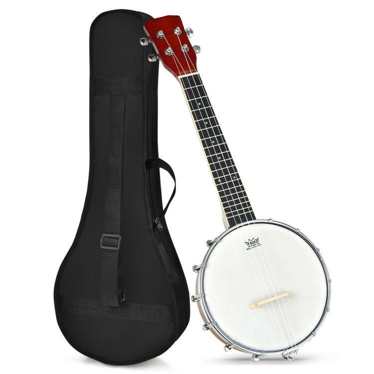 24 Inch Sonart 4-String Banjo Ukulele with Remo Drumhead and Gig Bag  |   Guitar & Strings