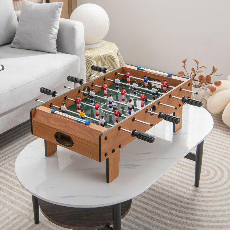 27 Inch Foosball Table Mini Tabletop Soccer Game Natural |   Game Room