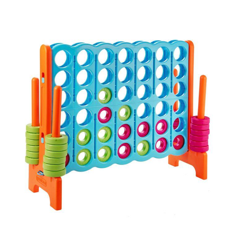 3.5 Feet Tall Jumbo 4 to Score Giant Game Set with 42 Jumbo Rings Light Blue |   Lawn Games