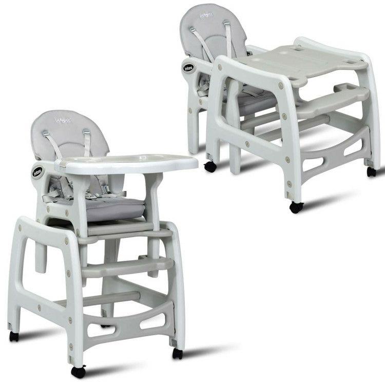 3-in-1 Baby High Chair with Lockable Universal Wheels Gray |   High Chairs