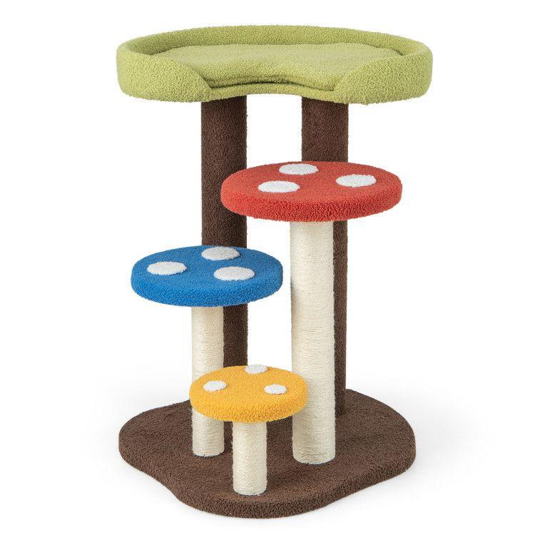 3-In-1 Cat Tree 3 Full-Wrapped Sisal Posts Removable Mat and Platforms Multicolor |   Cat Trees, Condos & Scratchers