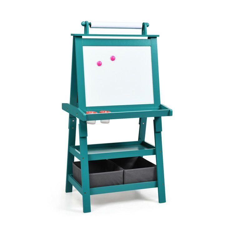 3-in-1 Double-Sided Storage Art Easel Green |   Art Easels