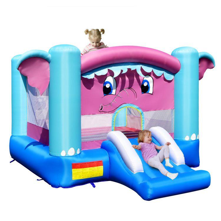 3-in-1 Elephant Theme Inflatable Castle without Blower Multicolor |   Outdoor Play