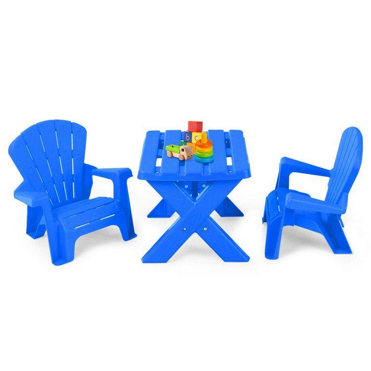 3-Piece Plastic Children’s Play Table Chair Set Blue |   Kids Table & Chair Sets