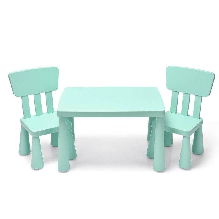 3 Pieces Multifunction Activity Kids Play Table and Chair Set Green |   Kids Table & Chair Sets