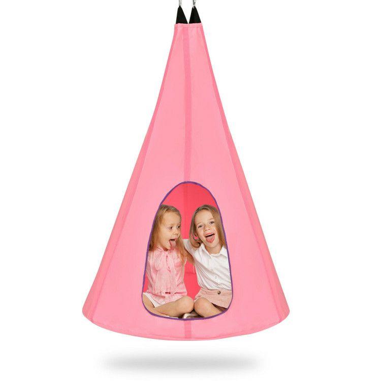 32 Inch Kids Nest Swing Chair Hanging Hammock Seat for Indoor and Outdoor Pink |   Outdoor Play