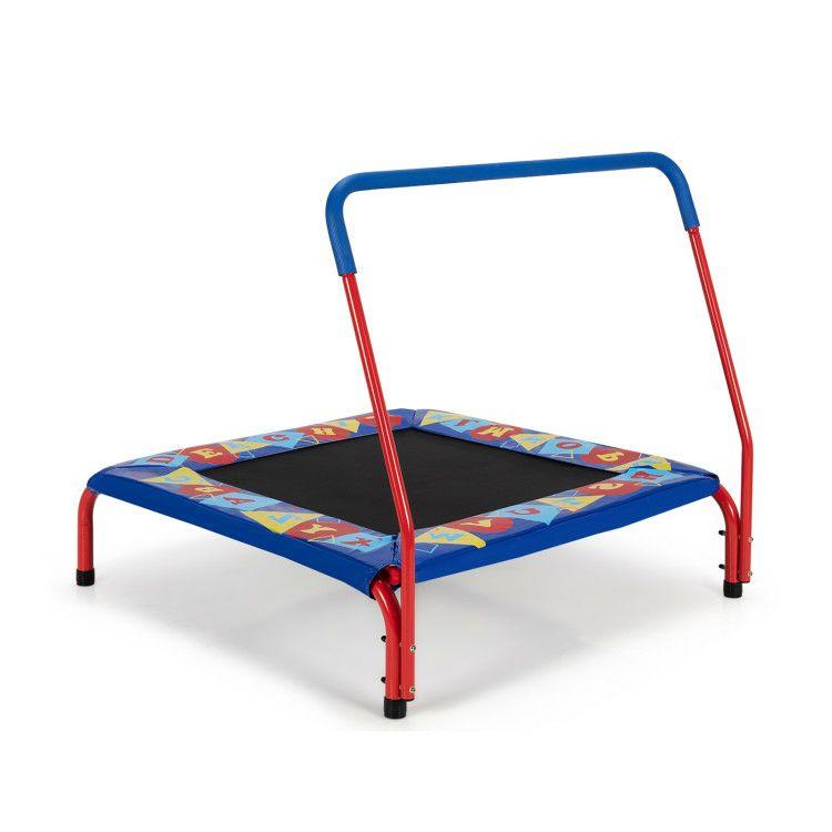 36 Inch Kids Indoor Outdoor Square Trampoline with Foamed Handrail Blue |   Trampolines