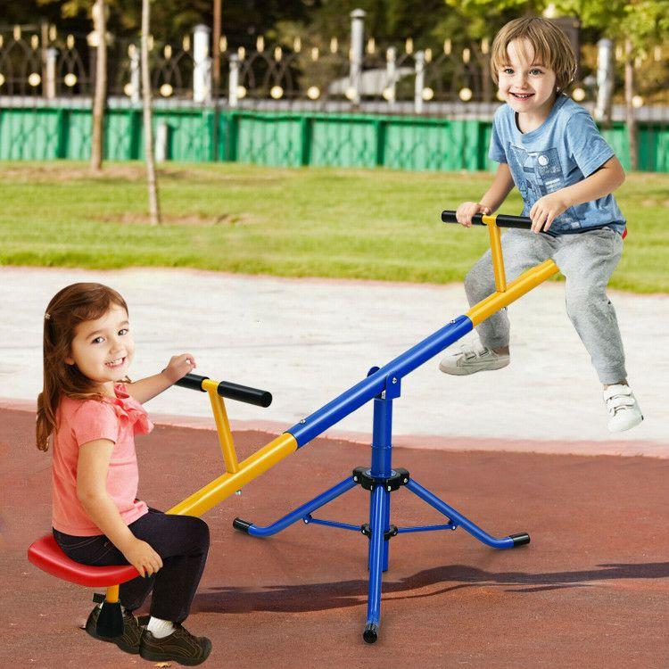 360°Rotation Kids Seesaw Swivel Teeter Totter Playground Equipment Blue, Yellow, Red, Black |   Seesaws