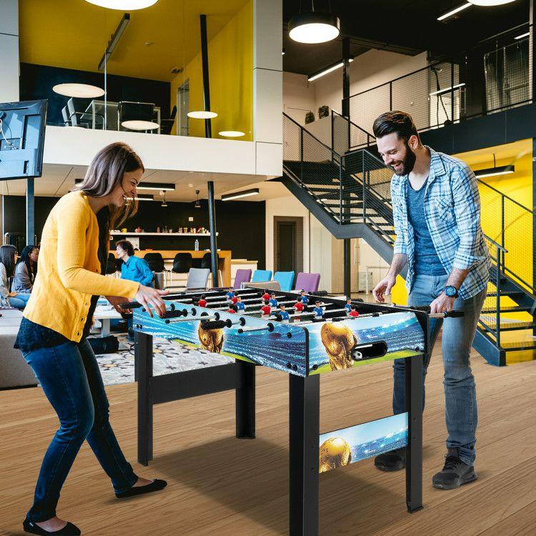 37 Inch Mini Foosball Table with Score Keeper and Removable Legs Black + Blue |   Game Room