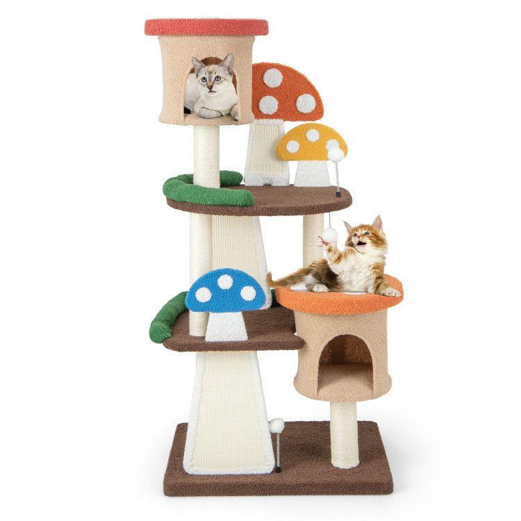 4-In-1 Cat Tree with 2 Condos and Platforms for Indoors Multicolor |   Cat Trees, Condos & Scratchers