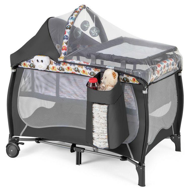 4 in 1 Portable Baby Nursery Center with Net and Music Box Multicolor |   Baby Playpen & Playards