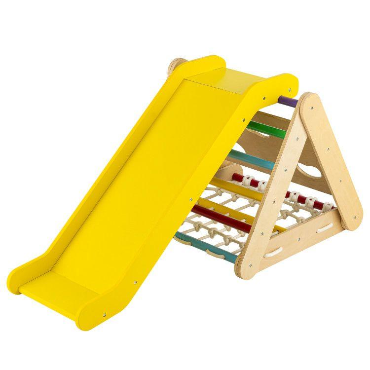 4 in 1 Triangle Climber Toy with Sliding Board and Climbing Net Multicolor |   Outdoor Play