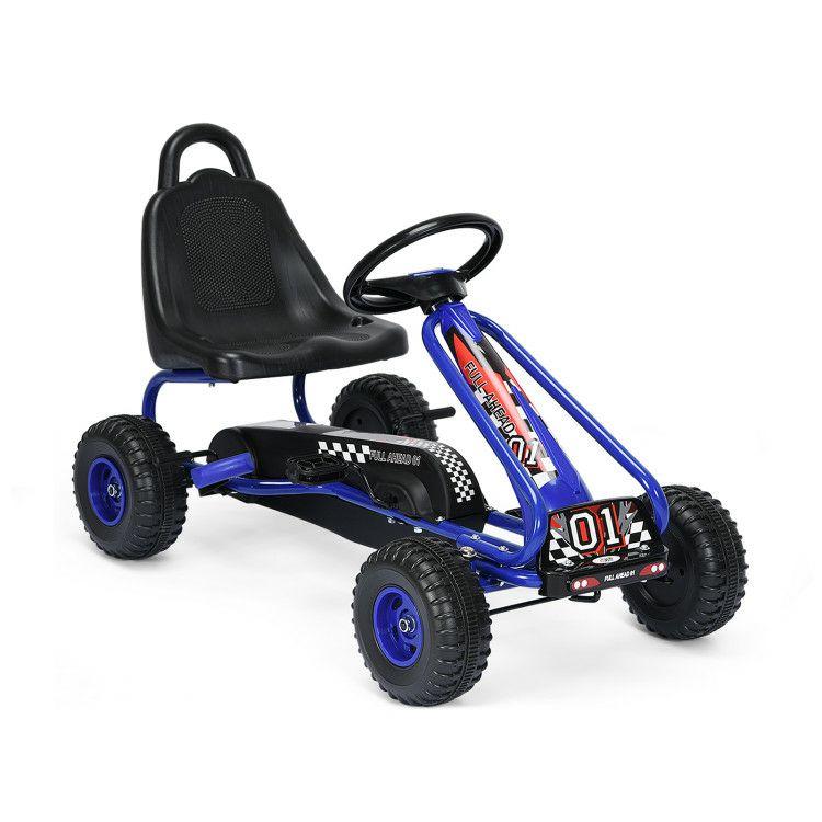 4 Wheel Pedal Powered Ride On Car with Adjustable Seat Blue |   Push & Pedal Ride On Toys