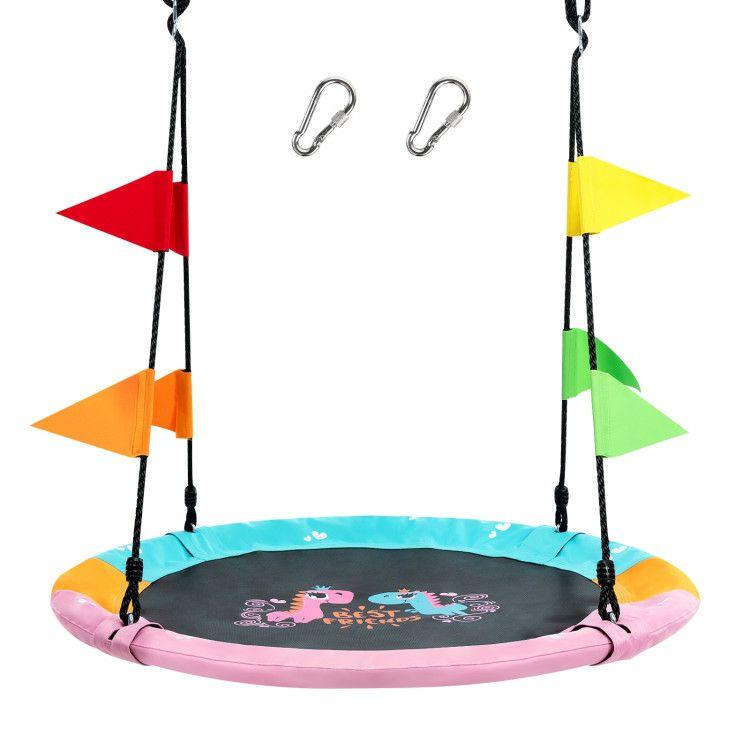 40 Inch Flying Saucer Tree Swing with Hanging Straps Monkey Pink |   Swing & Playsets