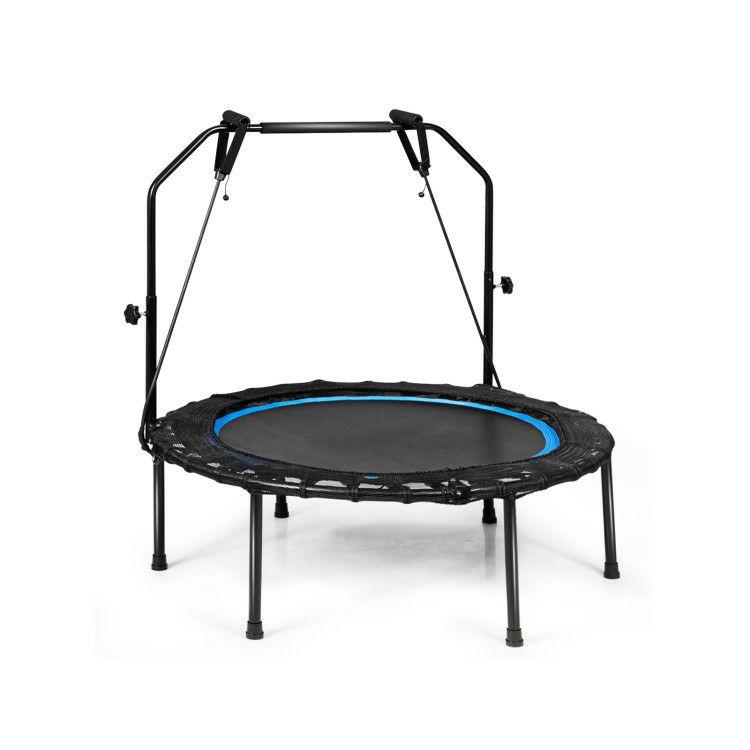 40 Inch Foldable Fitness Rebounder with Resistance Bands Adjustable Home Blue |   Outdoor Play