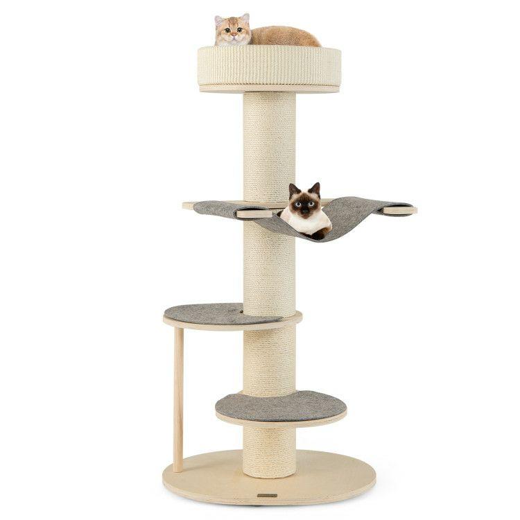 47 Inches Cat Tree for Indoor Cats with Thickened Sisal Scratching Posts Gray |   Cat Trees, Condos & Scratchers