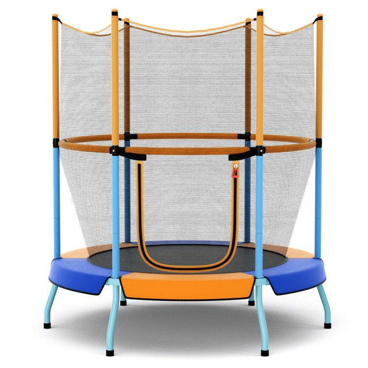 48 Inch Toddler Trampoline with Safety Enclosure Net Orange |   Trampolines