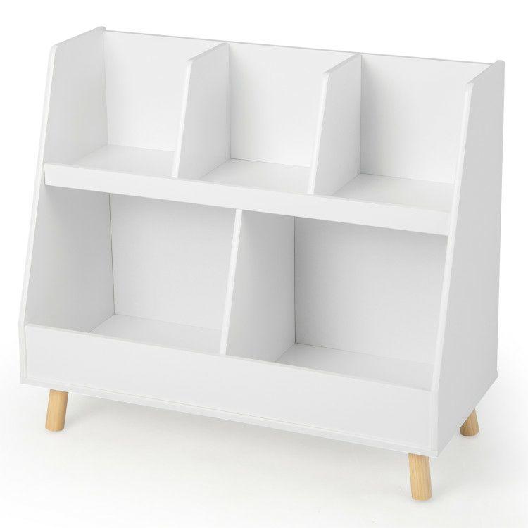 5-Cube Kids Bookshelf and Toy Organizer with Anti-Tipping Kits White |   Kids Storage