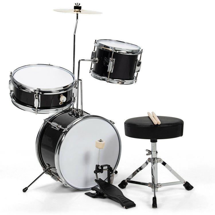 5 Pieces Junior Drum Set with 5 Drums Black |   Drums & Percussion