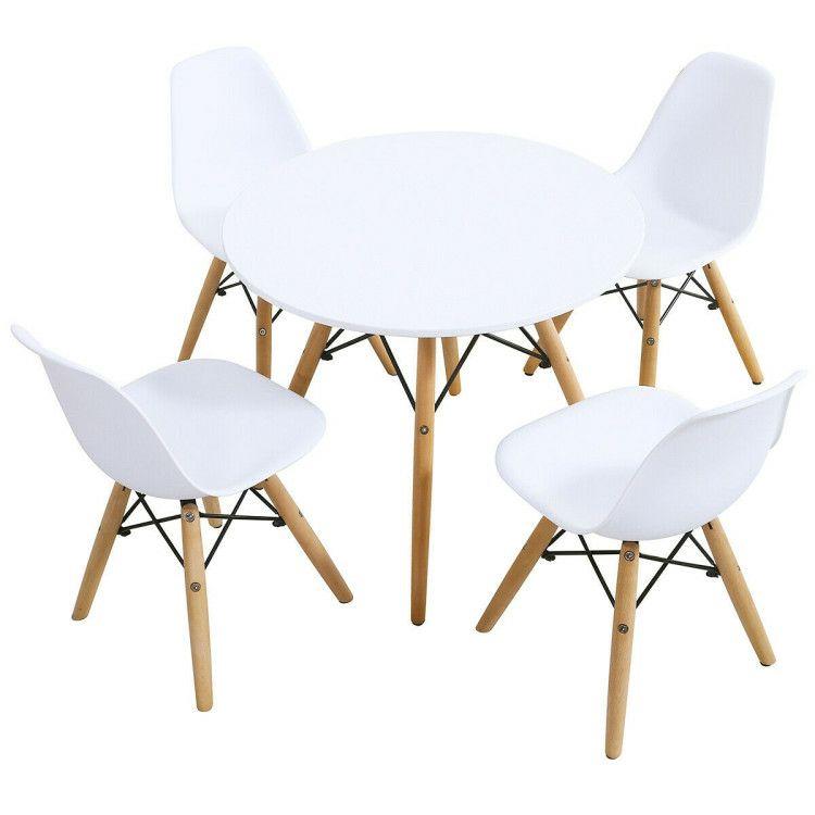 5 Pieces Kid’s Colorful Set with 4 Armless Chairs White |   Kids Table & Chair Sets